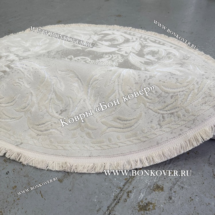 Белый Круглый Ковер Для Гостиной Медальон Дизайн 30533