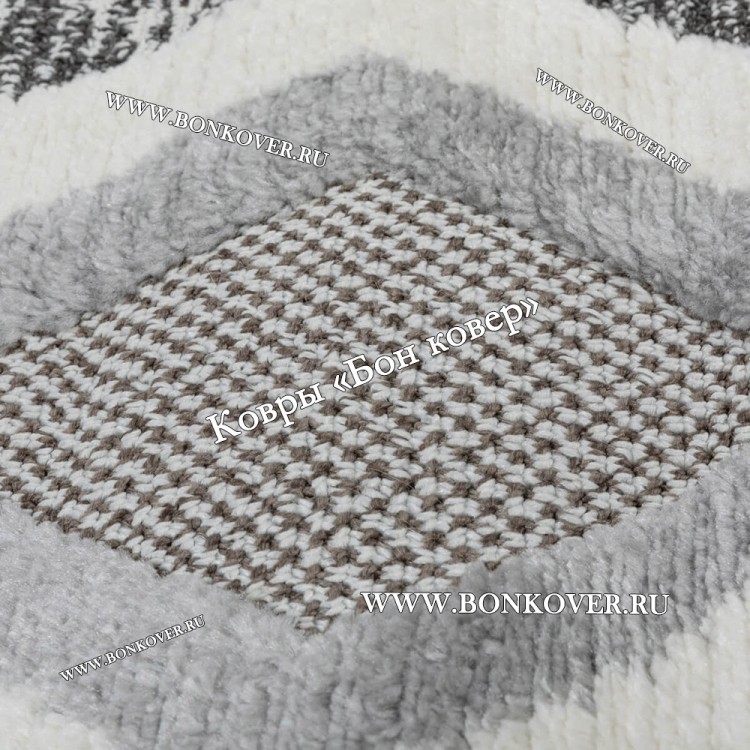 Турецкий Ковер Комфорт Дизайн 30082 Серый с Белым